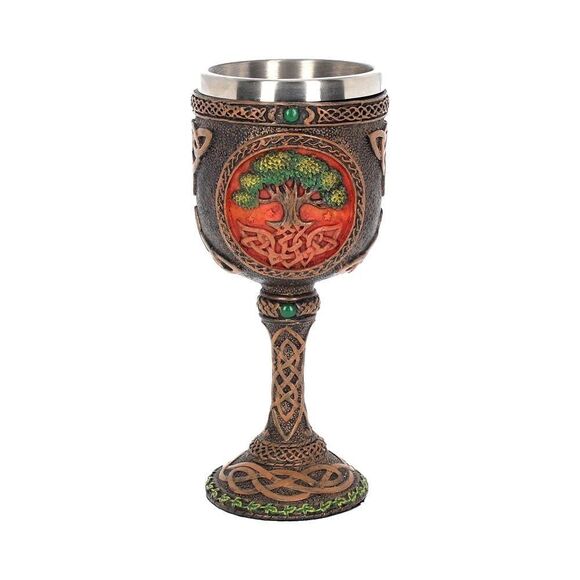 Nemesis Now Tree of Life Goblet 17.5cm Green, Resin w/Stainless Steel Insert - Picture 1 of 5